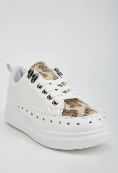 Leopard Pattern Contrast Trainers